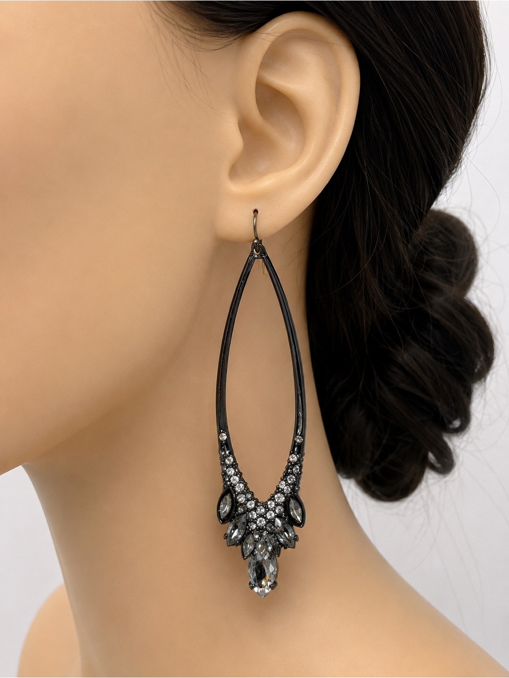Rare Authentic Alexis Bittar Crystal Open Teardrop Earrings - Picture 8 of 8